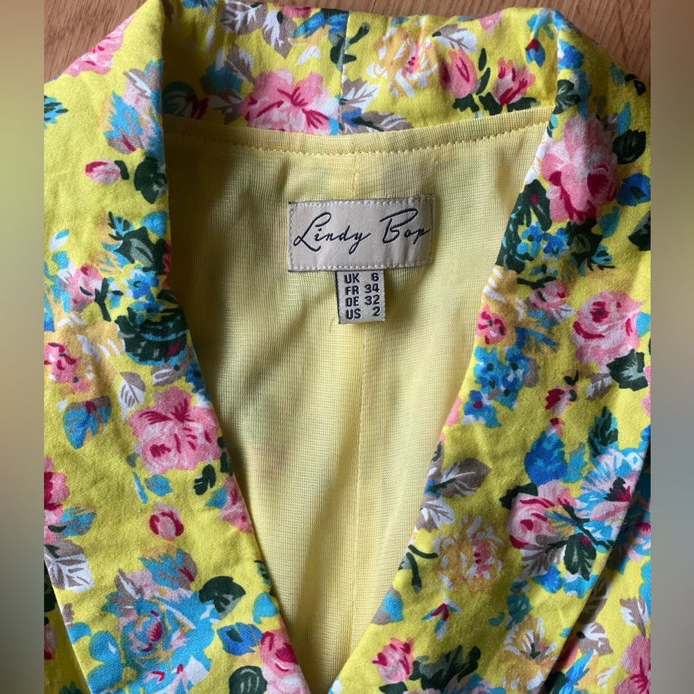 Lindy Bop Retro Yellow Floral Garden Party dress